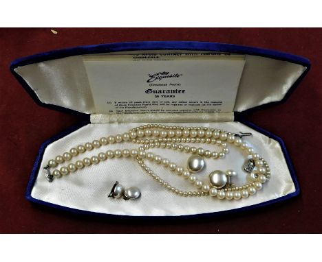 Jewellery - Pearls - (2 sets) of Pearl necklaces and earrings boxed - K &amp; M Potter Ltd - good condition