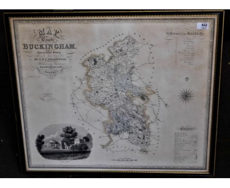 Map of the County of Buckingham from an actual survey made in the years 1832 &amp; 1833. A beautifully engraved, elegant map 