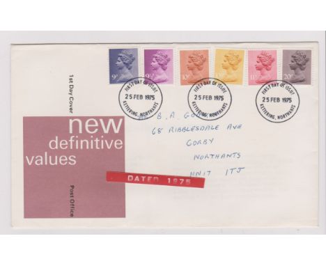 1975 - (28 FEB) Pre-release dated FDC, 9p to 20p First Day Cover. Ex Robert Auty GB Errors Collection