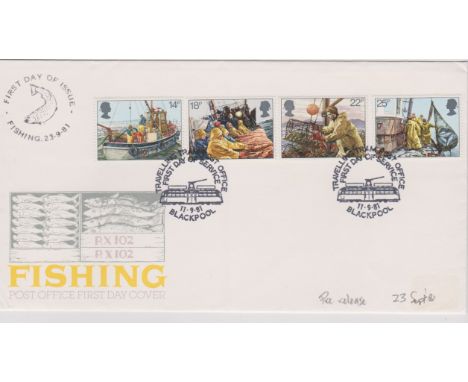 1981 - Fishing GPO FDC with Travelling Tram Post Office First Day of Service - Blackpool special H/S dated 11th Sept 81, pre-