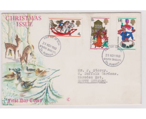 1968 - (25 Nov) Christmas Set First Day Cover, Error 1s6d left band phosphor omitted. Ex Robert Auty GB Errors Collection