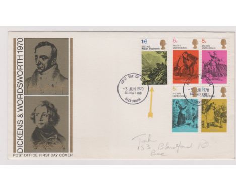 1969 - Anniversaries Set on FDC 5d with variety 1 missing parting of deck-and 1970 Literary Anniversaries Set on P.O. FDC wit