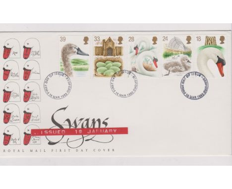 1993 (16 March) - Swans Set First Day Cover pre-release FDC, issued 19 January. Ex Robert Auty GB Errors Collection