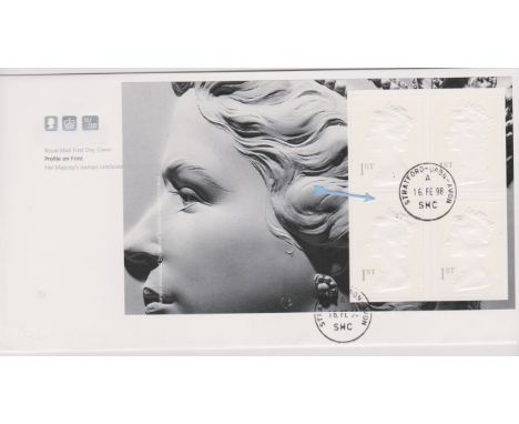 1998 - Profile on Print Booklet Pane self adhesive with selvedge on FDC dated and 6th February 1998, 1 year before date of is