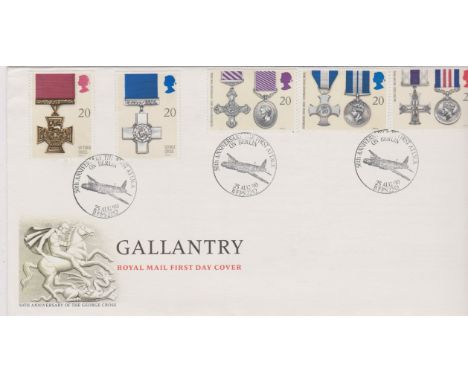 1990 - Gallantry Set on Royal Mail FDC, 50th Anniversary The First attack on Berlin 25 August 1990 date stamp FDI, issue date