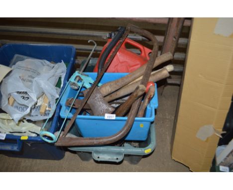 Two plastic tubs of various hand tools
