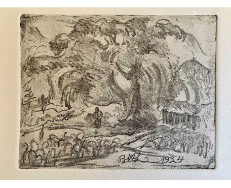 Bernard Howell LEACH (1887-1979)Landscape with large tree Soft ground etchingBHL 1924 etched into plateimage: 11.7x14.9cm, sh