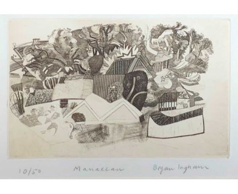 Bryan INGHAM (1936-1997)ManaccanMonochrome etching Signed, inscribed as titled and numbered 10/50 in pencil Plate size 17.5 x