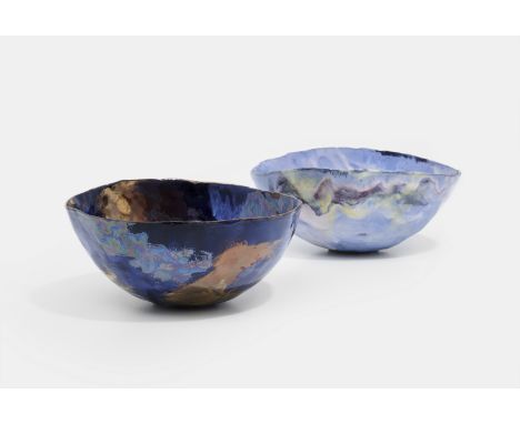 Fausto Melotti (Italian, 1901-1986)Due coppe (Two bowls) each signed with seven dots (on the base)glazed ceramica)circa 1955D