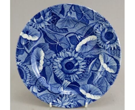 An early nineteenth century blue and white transfer-printed Spode Convolvulus and Sunflower pattern plate, c. 1820. It is mar