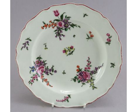 A pair of late eighteenth century porcelain Worcester hand-painted flower plate, c. 1765. Unmarked. 22 cm wide. (1)

Conditio