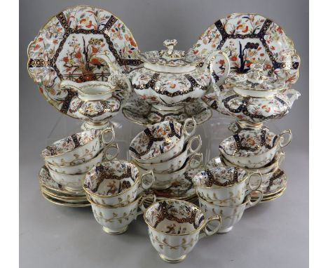 An early nineteenth century hand-painted porcelain C J Mason tea service, c. 1830. It is unmarked and includes: teapot and co