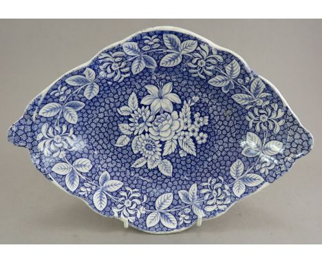 An extremely rare early nineteenth century blue and white transfer-printed Spode Honeysuckle and Parsley pattern two-handled 