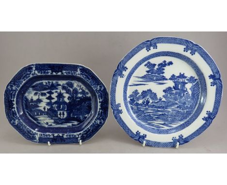 Two late eighteenth century blue and white transfer-printed Spode pieces, c. 1795. To include: a marked Boy on the Buffalo pl