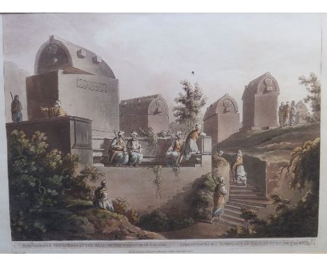 A Luigi Mayer framed print used by Spode as a source image for their early nineteenth century blue and white transfer-printed