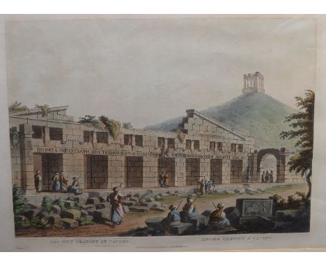 A Luigi Mayer framed print used by Spode as a source image for their early nineteenth century blue and white transfer-printed