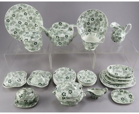 An early nineteenth century green and white transfer-printed Copeland and Garrett and Spode sheet pattern wares c. 1835. To i