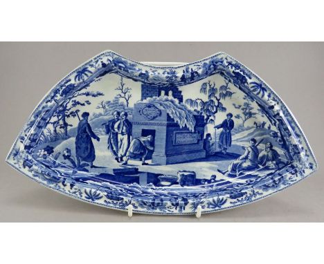 An early nineteenth century blue and white transfer-printed Spode Caramanian series supper set segment, c. 1810. It is marked