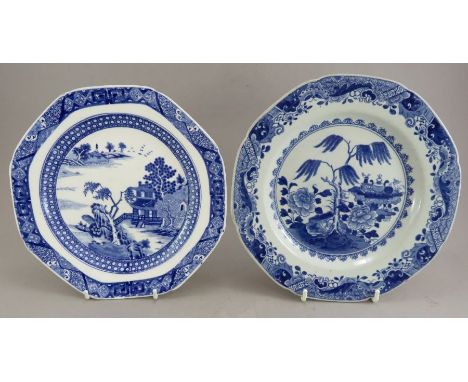 Two early nineteenth century blue and white transfer-printed Spode pieces, c. 1795. To include: a Peony &amp; Willow pattern 