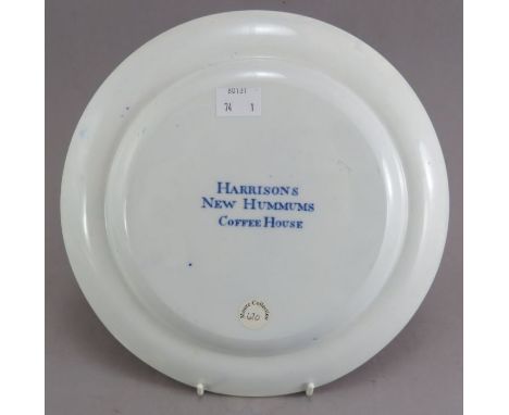 An uncommon early nineteenth century blue and white transfer-printed Spode Tiber plate made for Harrisons New Hummums Coffee 