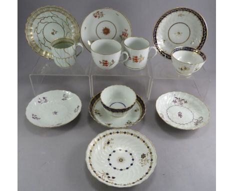 A group of late eighteenth, early nineteenth century Worcester and Caughley tea wares , c. 1790-1810. To include: A Caughley 