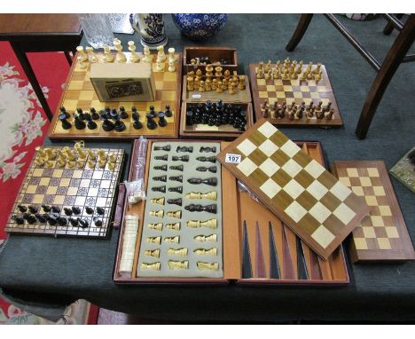 Collection of travel chess games to include chess clock