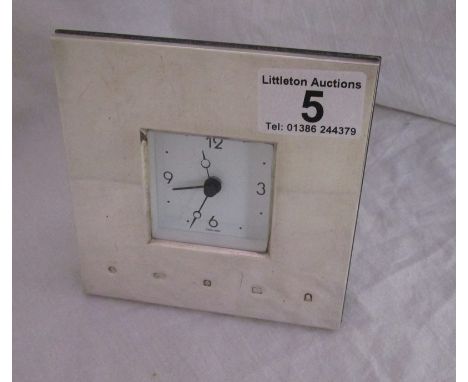Silver clock with Edinburgh hallmark - 12cm x 12cm