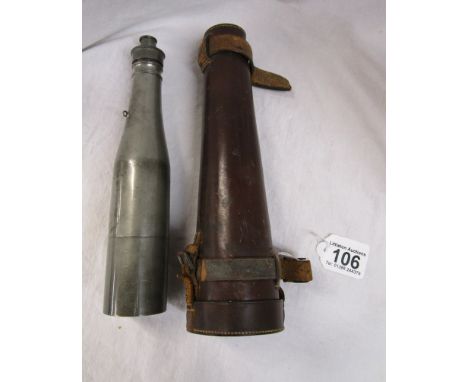 Pewter hip flask &amp; cup with holster marked A Watson, London