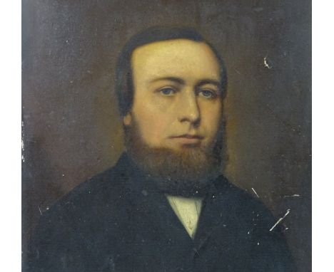 19th CENTURY ENGLISH/WELSH SCHOOL oil on card, unframed - head and shoulders portrait of Robert Roberts known as the 'Wanderi