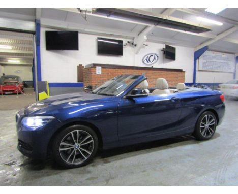 Make &amp; Model: BMW 220D Sport AutoDate of Reg: YW18 LYJColour: Bluecc: 1995MoT: 14-10-2022Fuel Type: DIESELMileage: 16kTra