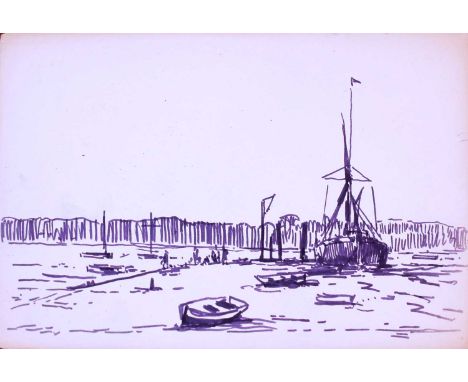 ^ HUGH BOYCOTT BROWN R.S.M.A, (BRITISH, 1909-1990) Pin Mill, Ramsholt Quay and Other Views
group of fifteen pen and ink drawi
