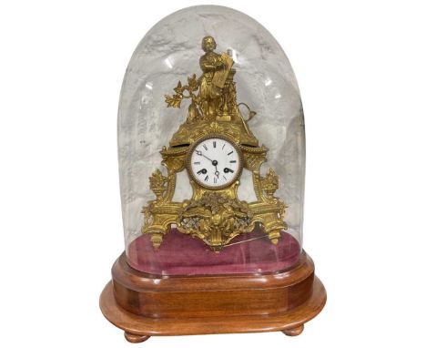 A Late 19th Century French Gilt Brass Figural Mantle Clock HRY Mark - Paris
The Applied Case Surmounted by a Male Artist Figu