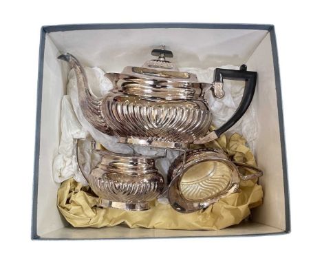 3 Piece Silver Plated Tea Service to Include Tea Pot, Cream Jug and Sugar Bowl.Good condition.