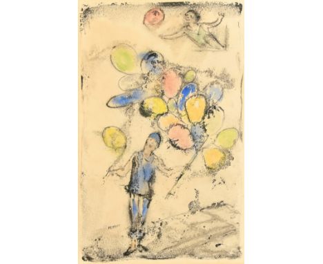 Arturo Peyrot (1908-1993) Spanish, balloon seller, watercolour possibly over a print base, signed, 18" x 12" (46 x 30cm).