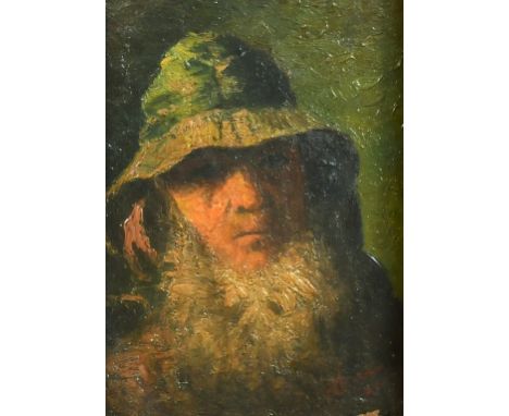 R. Herrman RSA, a head study of a fisherman, oil on panel, signed, 8" x 6.25" (20 x 16cm).