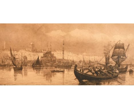Tristram Ellis (19th Century) A view of the Golden Horn, Constantinople, etching, signed in pencil and inscribed A.P 41, 8" x