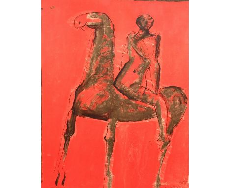 Marino Marini (20th Century) A horseman, original lithograph, signed and dated 1955, 22" x 17.75", (56x45cm).