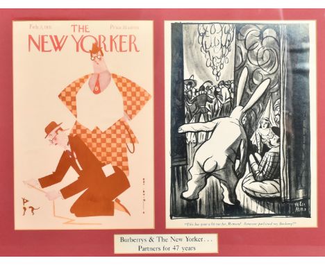 A double print celebrating the collaboration between Burberry and the New Yorker publication, each print 11.5" x 9" (27 x 23c