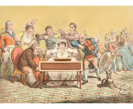 James Gillray (1757-1815) British, 'Playing in Parts', hand-coloured etching, 10.5" x 14.25" (26.5 x 36cm).
