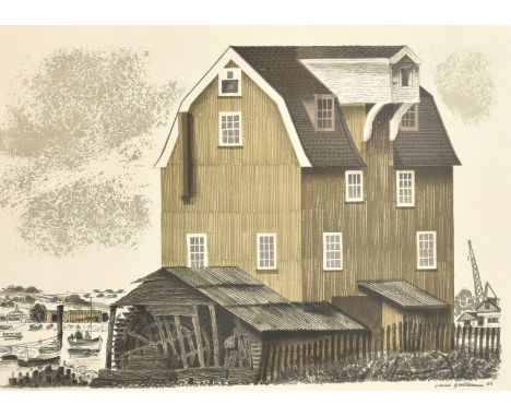 David Gentleman (b.1930), 'Woodbridge Tide Mill, monochrome print, (possibly a proof for the lithograph) printed signature an