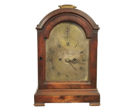 LE GRAVE, LONDON. A GEORGE III DOUBLE FUSEE BRACKET CLOCK The mahogany break arch top case enclosing a 7" silvered engraved d