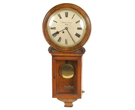 THOMAS O WILSON BATH. A 19TH CENTURY ROSEWOOD REGULATOR FUSEE WALL CLOCK the 12" painted dial fronting a later fitted regulat