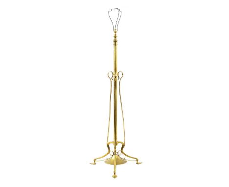 A LATE 19TH CENTURY BRASS ART NOUVEAU STANDARD LAMP in the manner of Benson, having telescopic stem.130cm lowered 
