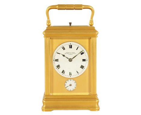 DROCOURT, PARIS NO. 32534 A FINE LATE 19TH CENTURY FRENCH GILT BRASS GORGE CASED GRAND SONNERIE CARRIAGE CLOCK the gilt maske
