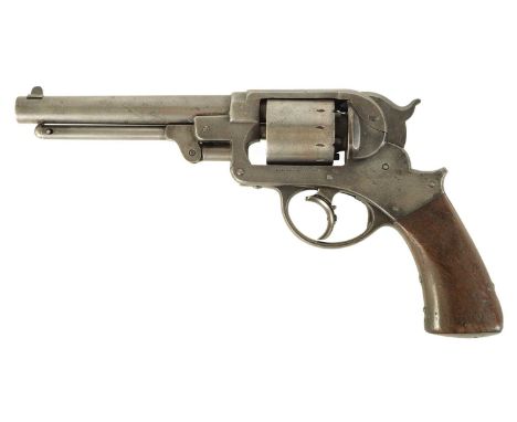 STARR ARMS COMPANY, NEW YORK. A 19TH CENTURY SIX SHOT ARMY PERCUSSION REVOLVER "Starr Arms Co New York" on the left of the fr
