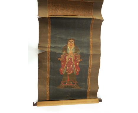 A 19TH CENTURY PAINTED CARICATURE CHINESE SCROLL OF A EMPEROR