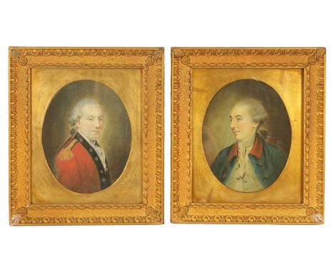 HUGH DOUGLAS HAMILTON (1739 - 1808). A PAIR OF GEORGE III OVAL PORTRAIT PASTEL DRAWINGS inscribed on reverse Member Grattons 