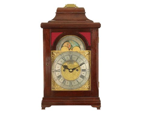 A LATE 19TH CENTURY MOONPHASE BRACKET CLOCK SIGNED EARDLEY NORTON the bell top mahogany case enclosing a 7" brass arched dial