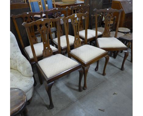 A set of six Chippendale style mahogany dining chairs 