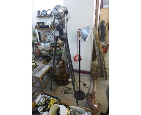 A theatre light, a spotlight and a standard lamp 
